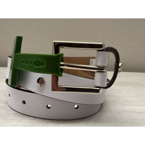 KATE SPADE Studded Belt Leather White Sz S Gold Hardware New - Picture 5 of 11